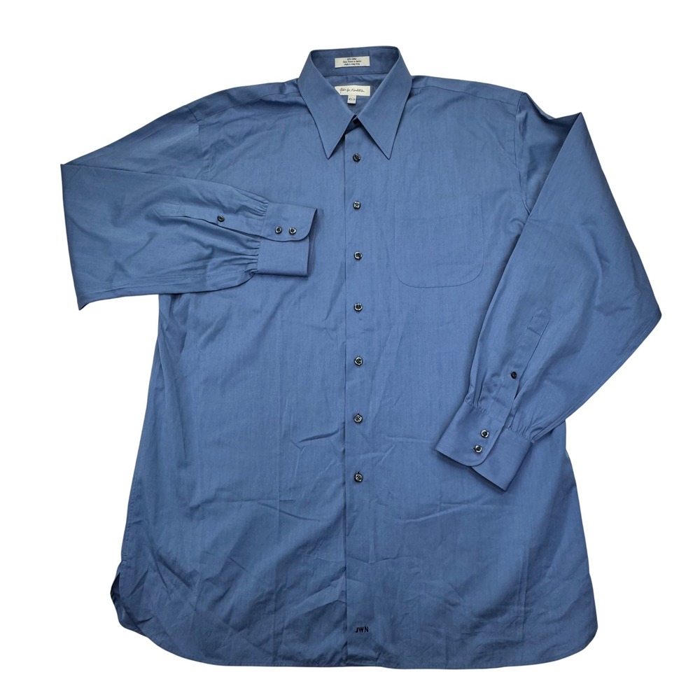 John W Nordstrom Mens Blue Long Sleeve Cotton Dress Shirt 16.5 36